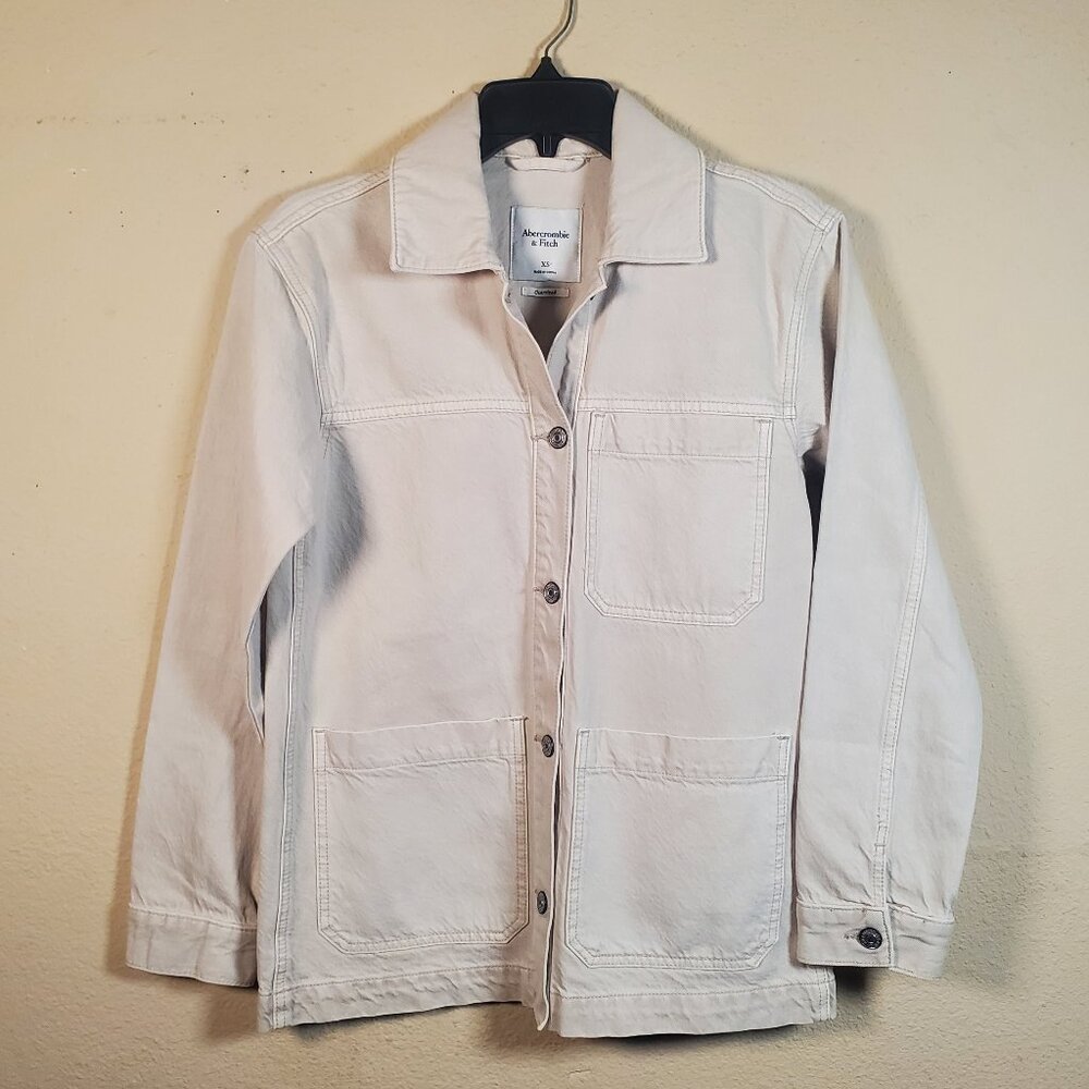 Abercrombie & Fitch Cream Beige Chore Jacket Women’s XS Oversized Utility